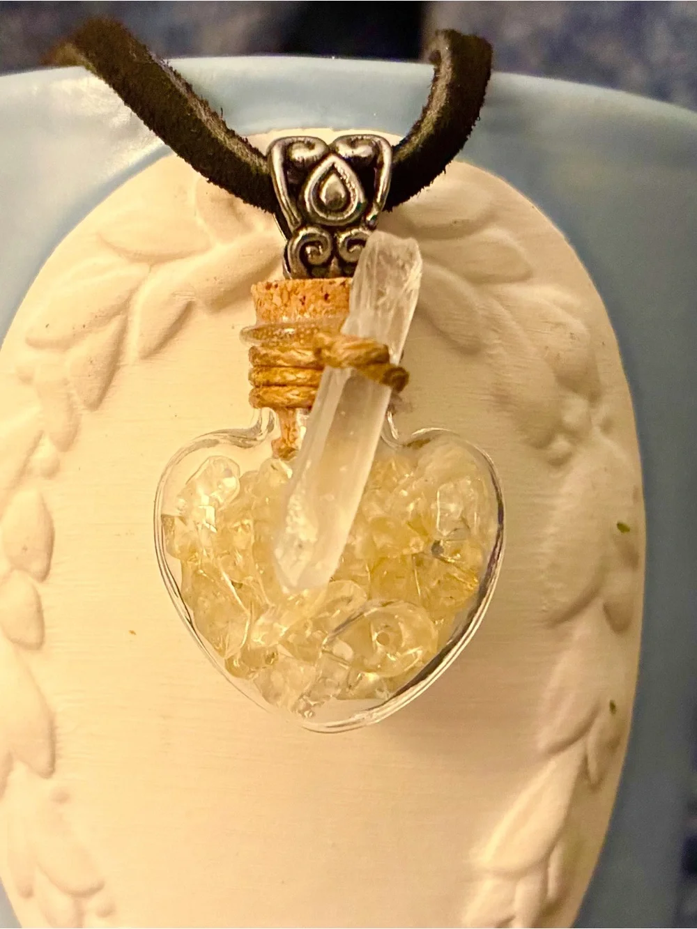 Handmade Citrine Heart Crystal Pendant Necklace